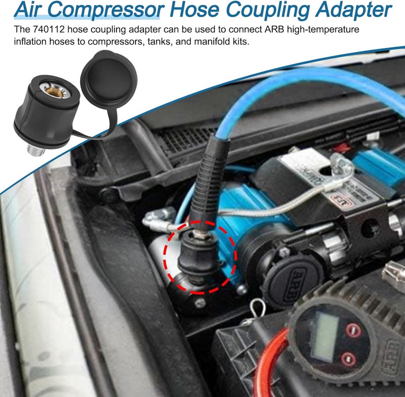 RO6G 740112 Air Compressor Hose Adapter Replacement A-R-B Hose Coupling Adapter with Rubber Dust Cap, 1/4 NPT Std - Image 3